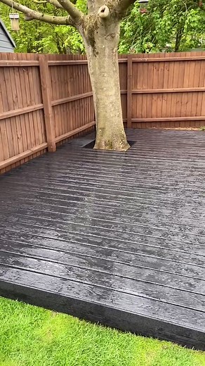 A #neotimber Charcoal installation last week. Tree wrap around. #norwich #norfolk #decking