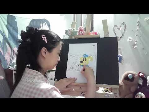 Labrador Sheriff and Pink Bunny Coloring Page