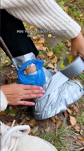 Making 100% waterproof duct tape boots! 👢🦾 #asmr #survival