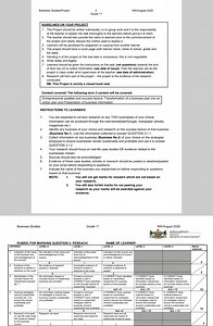 Business Studies Project for Grade 11. The project requires stu... | Filo