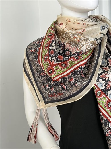 SILK Scarf, Johnny Was Designer, Large Luxurious 1970s Style Boho Wrap 44x44" Pre-owned - Etsy