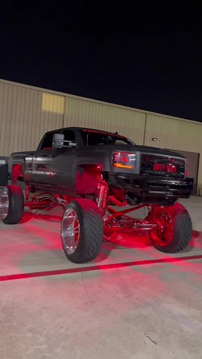 Massive Red Lifted Duramax Truck Off-Roading Adventure