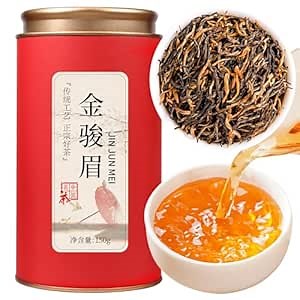 Yuexi Golden Monkey Tea Loose Leaf Jin Jun Mei Black Tea Loose Leaf Chinese Grade AAA Fujian Wuyi Mountain Core Area Tender Bud Tip Golden Eyebrow Tea Rich Honey Aroma 金骏眉 红茶 中国茶 5.29oz/150g
