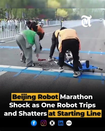 Beijing Robot Marathon Shock as One Robot Trips and Shatters at Starting Line