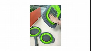 Collapsible Colander Set of 3 Sizes, Modern Green Plastic Colanders, Dishwasher Safe