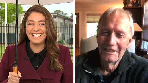Paul Hogan reunited with granddaughter Mylee on Sunrise