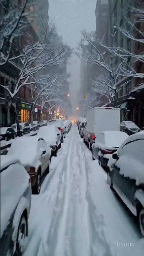 It's snowing in New York.