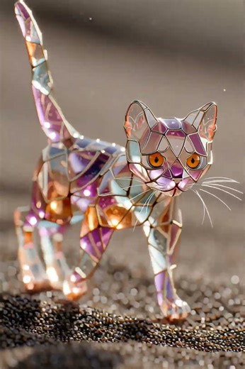 Incredible crystal-clear glass Cat