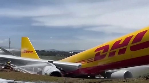 DHL cargo plane splits in half during emergency landing in Costa Rica