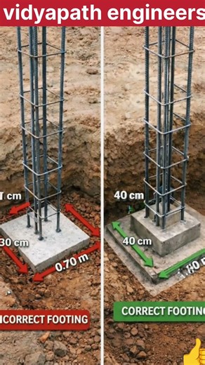 Correct vs Incorrect Footing | Civil Engineering Mistake #vidyapathengineers #civilengineering
