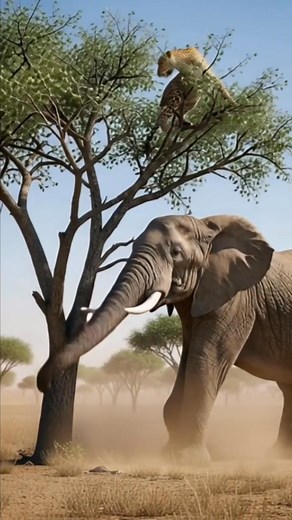 This incredible footage captures a rare and intense moment between an elephant and a leopard in the wild! Watch as these two magnificent creatures share a surprising interaction that you have to see to believe. What do you think they're thinking #WildlifeDrama #LeopardInTree #ElephantEncounter #SafariLife #NaturePhotography #PredatorVsPrey #WildAfrica #AnimalBehavior #TenseMoments #survivalskills | wildlife2.0