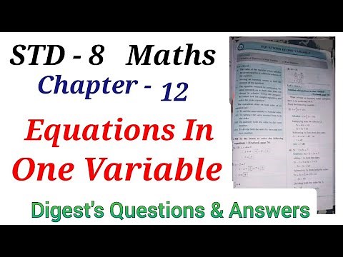 Std. 8 Maths Lesson 12 Equations in One Variable Digest Practice Set 12.1 - 12.2 Textbook Page 77