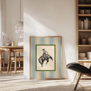 Western Cowboy Art Printable, Vintage Rodeo Decor, Rustic Farmhouse Wall Art, Retro Style Cowboy Sketch Download | A04 - Etsy