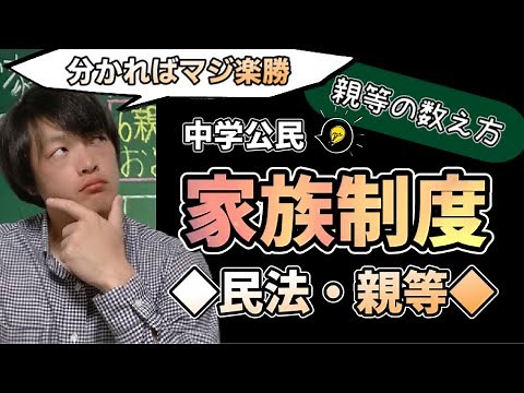 【中学公民】家族制度・民法（親等の数え方・親族を中心に解説します）