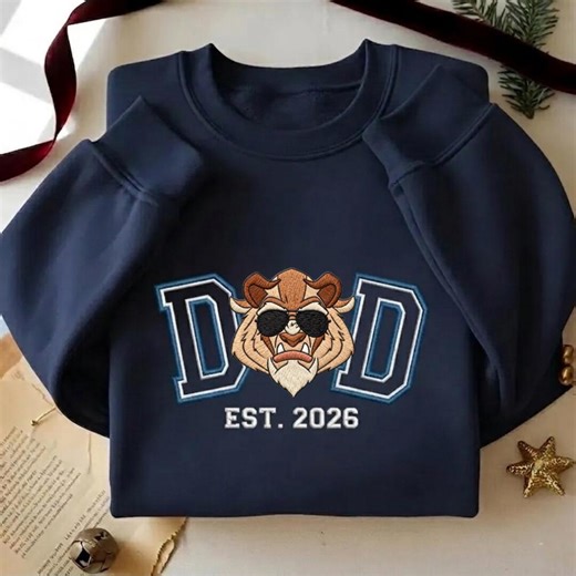 Disney Beauty and the Beast Dad Embroidered Sweatshirt, Beast Dad Shirt Est 2026, Cool Disney Father Gift - Etsy