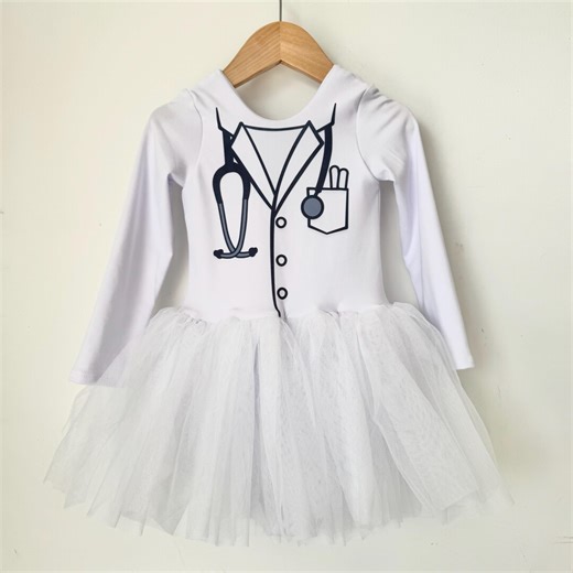 Doctor Tutu Bodysuit - Pretend Play Leotard With Tutu - Little Girls Long Sleeve Dress Outfit - Etsy