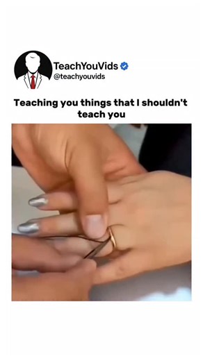 Teach You Vids on Instagram: "Sometimes, a stuck ring on your finger feels impossible to remove — but a simple thread can solve it easily. What looks like a serious problem is often just swelling and tight space around the ring. A smart trick can make all the difference. The idea is simple: a thread helps reduce swelling and creates a smooth path for the ring to slide off. This technique is often used in first aid and emergency situations when fingers swell due to heat, injury, or pressure. It w