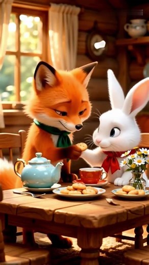 The Little Fox Echo & Bunny Luna: Tea Time Together ☕🍪 #littlefoxecho #EchoAndLuna #BunnyLuna