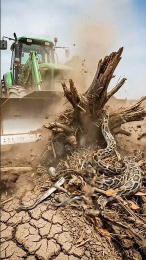 Amazing Tractor vs Mix python Snack on rice field #tractor