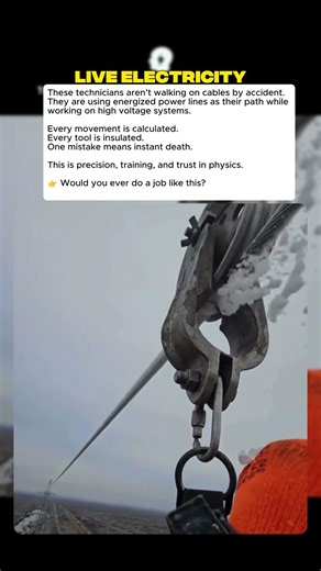 How Technicians Move on Live High-Voltage Power Lines #curiosity #mistery