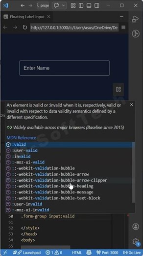 CSS Only - Input Field with Floating Text Animation | Floating label input css #htmlform #htmlcss