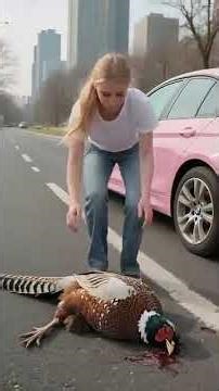 Kind Woman Rescues Pheasant That Fainted on the Road #shorts #animals #rescue