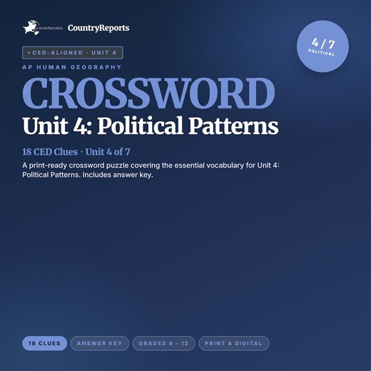 AP Human Geography Crossword | Unit 4 Political Patterns Vocabulary (digital Download) - Etsy Australia