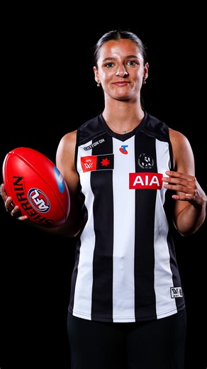 Collingwood AFLW on Instagram: "Come behind the scenes of @imitrengove first moments as a Pie after we selected the South Australian utility with Pick 8 at the @telstra AFLW Draft 🏃‍♀️"