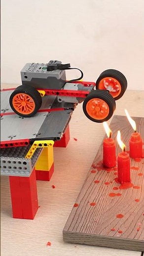 Testing LEGO RC Cars vs Fire Jump #testinglego #legotechnic #smartlego #legoshorts #lego