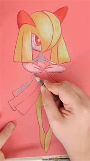 DRAWING EVERY SINGLE POKEMON - KIRLIA #art #pokemon #psychic #kirlia #hoenn #gen3 #pencils #drawing