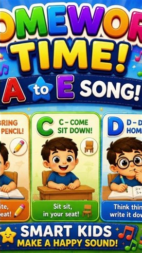 Homework Time Song 📚 | Study Routine for Kids | A to E Learning Song