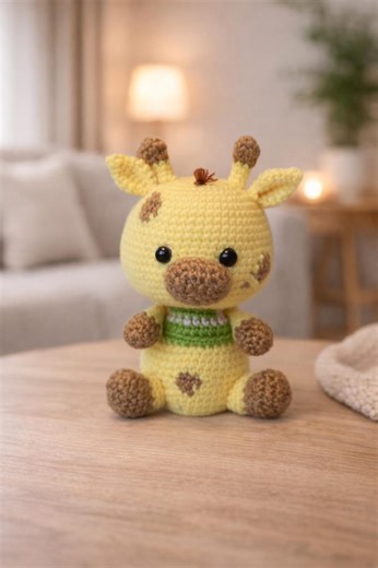 Handmade Crochet Giraffe Plush Toy – Amigurumi Animal, Kids Room Decor, 16cm Tall - Etsy