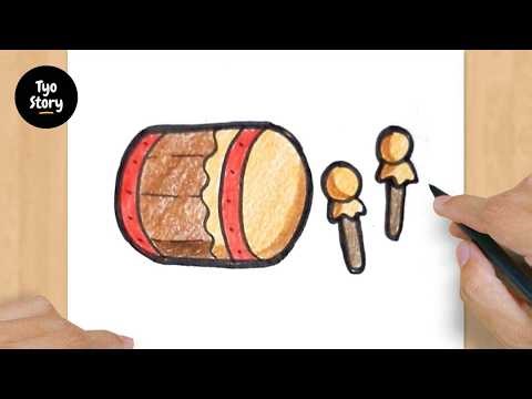 #894 How to Draw a Drum (Bedug) - Easy Drawing Tutorial