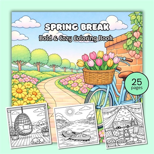 Spring Break Coloring Book – 25 Cozy Pages for Adults (digital Download) - Etsy