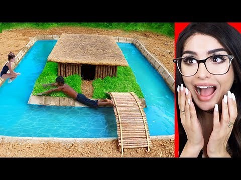 Building a Primitive House with Swimming Pool