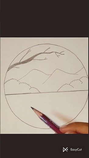 ,Easy Circle Scenery Drawing 🌄 | Step by Step #CircleSceneryDrawing #NatureDrawing #shortvideo #art
