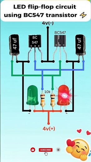 LED flip flop circuit using BC547 transistor ⚡