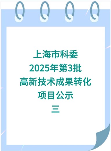 2025年第3批上海市高新技术成果项目三