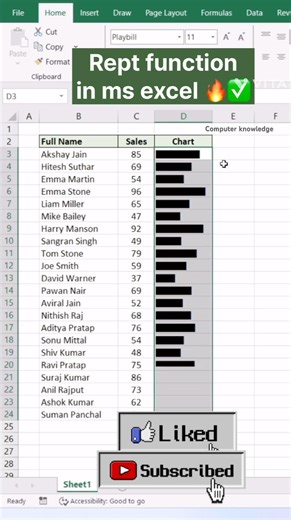 Rept function in ms excel 🔥✅ #shorts #excel #excelformula #exceltricks #exceltips #youtube #fypp