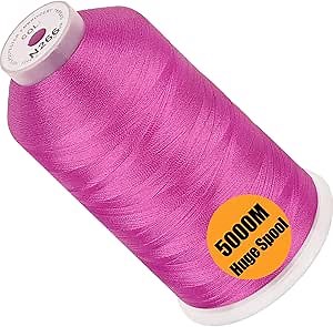 New brothread - Single Huge Spool 5000M Each Polyester Embroidery Machine Thread 40WT for Commercial and Domestic Machines - Floral Pink (Janome Color)
