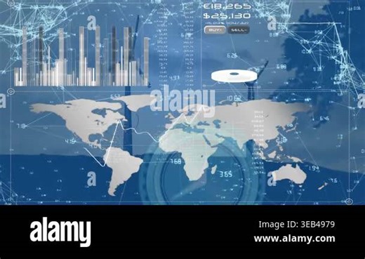 Animation of neon ticking clock and interface with data processing over spinning windmills. Computer interface and renewable energy technology concept Stock Video Footage - Alamy