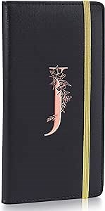 MHJY Checkbook Covers for Personal Checkbook, RFID Blocking Checkbook Holder Alphabet Checkbook Cover for Duplicate Checks, Black J