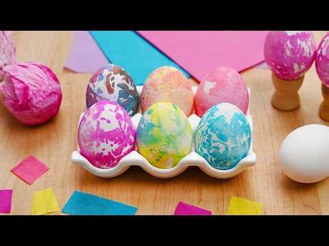 Tissue Paper Dyed Easter Eggs - Easy Colourful Egg Dyeing Idea