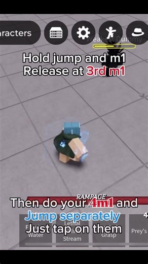 Mini uppercut jump tech tutorial #roblox #rblx #tutorial #thestrongestbattlegrounds #edit #shorts