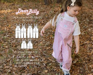 Kids Overalls Sewing Pattern PDF Short & Long | Baby Toddler Child | Sizes 3/6M-10Y - Etsy