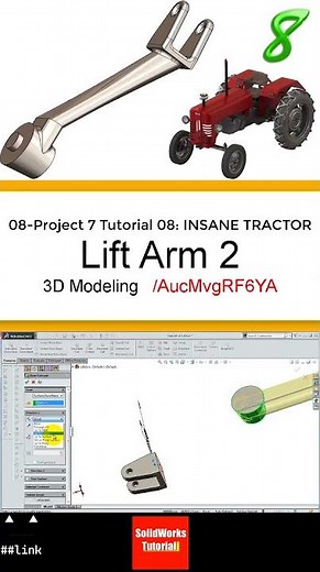 8- 3D Draft |Tractor|: Lift arm2 #3d #solidworks #tutorial #cad #drawing #engineering #automobile