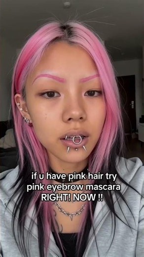 👆Outfit linked in bio Try this pink hair and eyebrow hack?