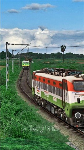 Train vs Train on same railway track 😱 Indian Train Simulator #railroad #shorts