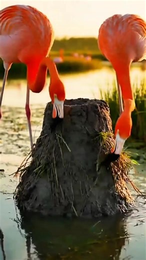 A Flamingo Couple Building Their Nest | The Wildlife