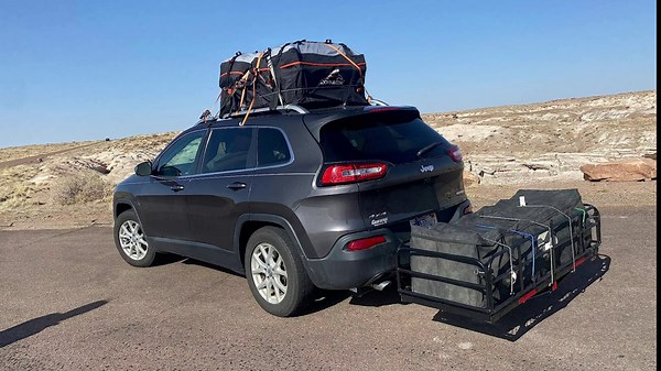 Trailer Hitch Cargo Rack, 60 x 24 x 14 Inch Folding Hitch Mount Cargo Carrier with High Side Rails for RV Truck SUV Van, 500 lbs. Capacity, 2" Receiver, Black